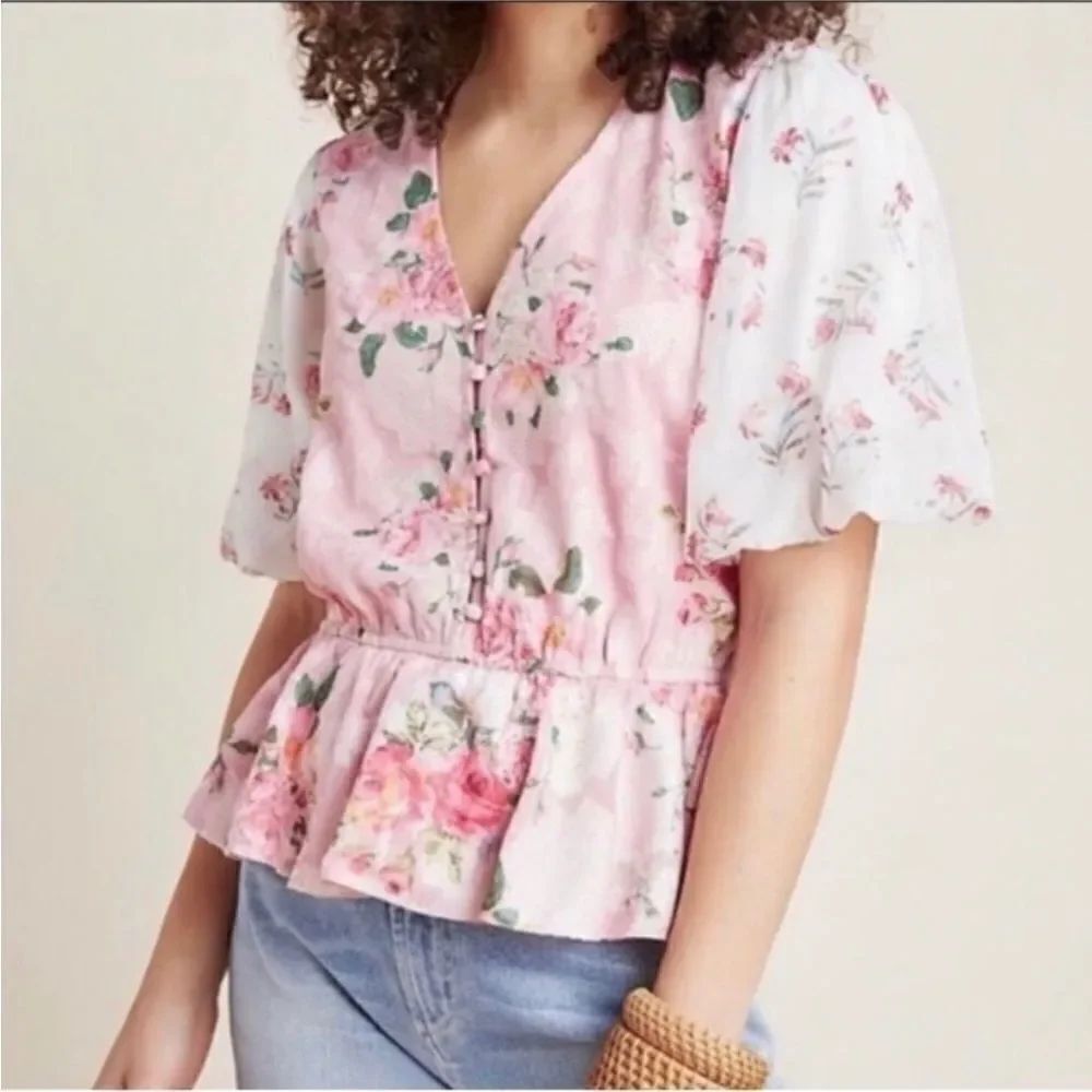 Hemant &  Nandita Floral print embroidered top, XS